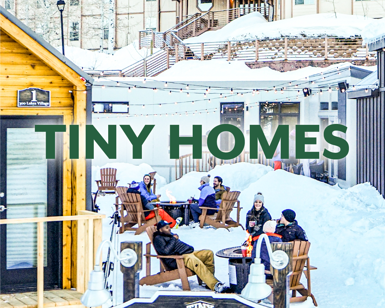 Tiny Homes button, Tiny Homes in the summer at Powderhorn Mountain Resort