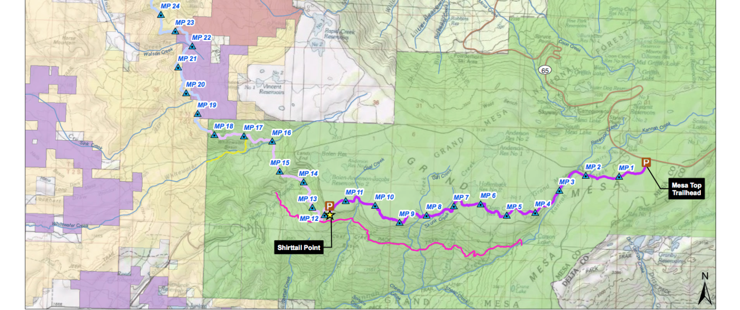 Map of the Palisade Plunge mountain bike trail