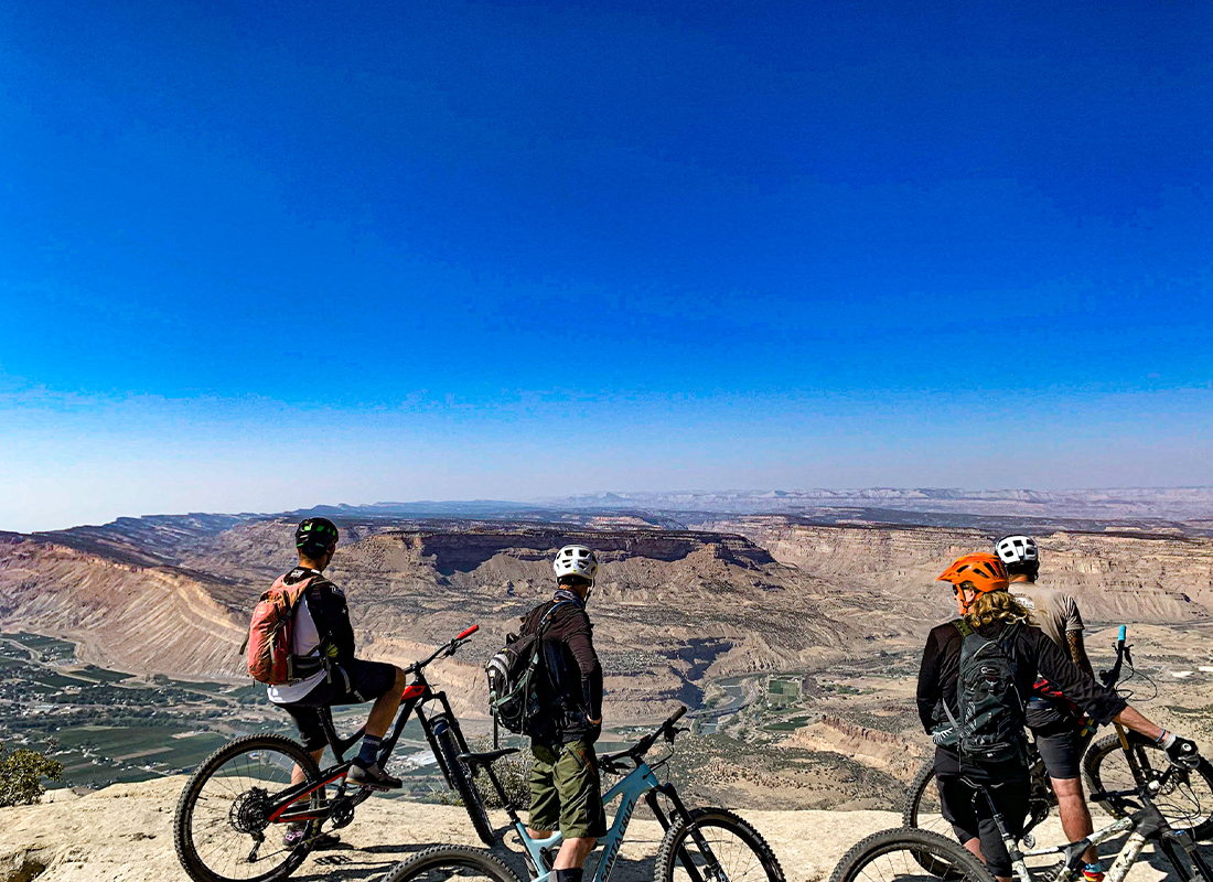 Group of mountain bikers on the Palisade Plunge trail